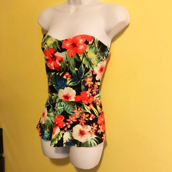 Express Floral Black Tube Top. Size M - Picture 3 of 8